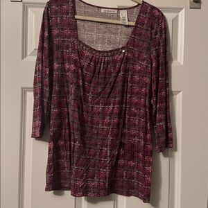 Liz Claiborne Pink Patterned Top with Stud Accents